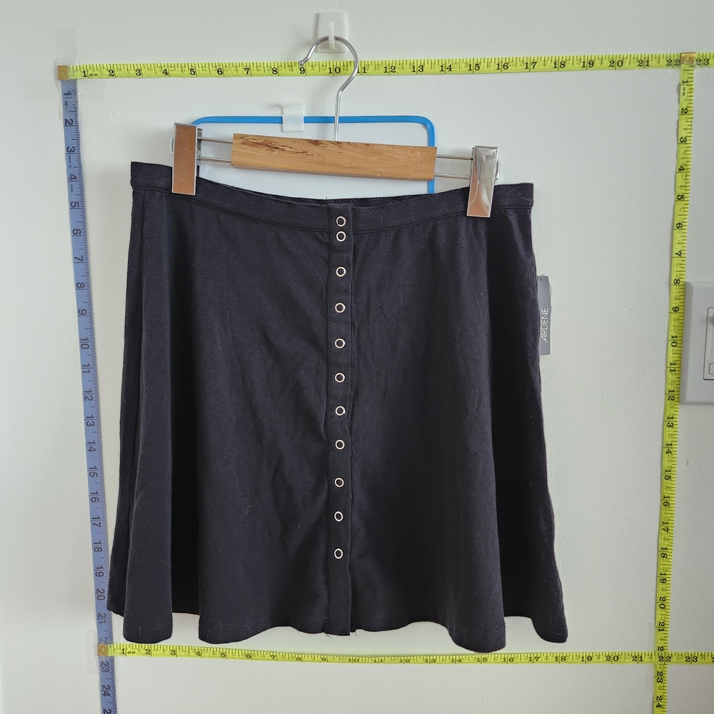 Ardene Black Skater Skirt with Button Detail
